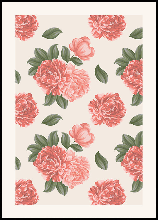 Peony Flowers Poster