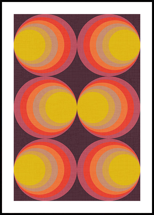 Retro Gradient Circles Plum Red Poster