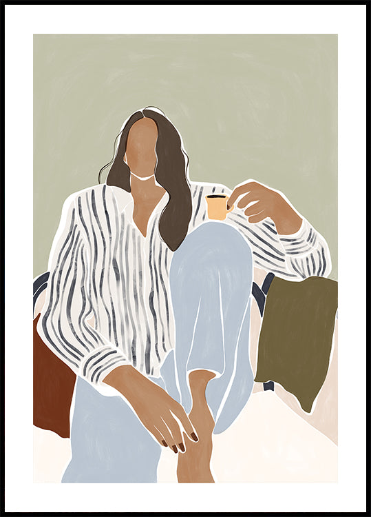 Woman Enjoying a Cup of Espresso Poster