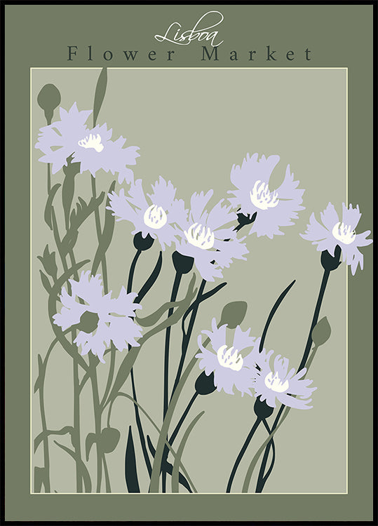 Flower Market Lisboa Cornflower Poster