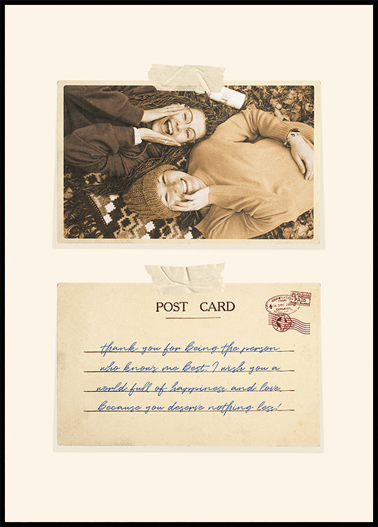 Vintage Postcard with Photo Personal Poster