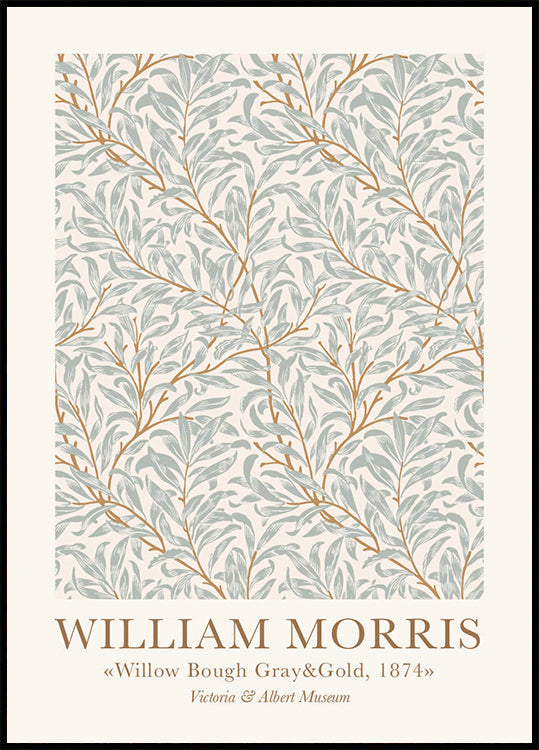 William Morris Willow Boug Gray & Gold Poster