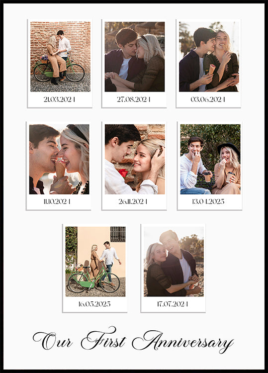 Couple Polaroid Memories, 8 Photo Collage Personalized Poster