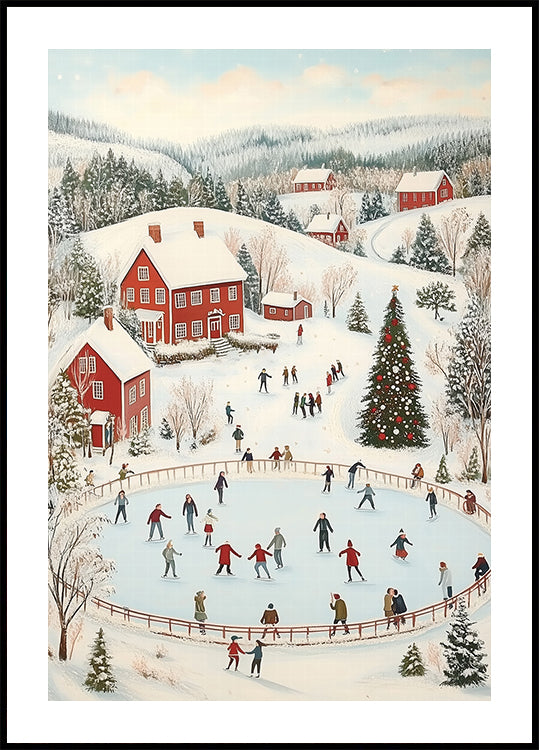 Winter Wonderland Ice Skating Scene Poster