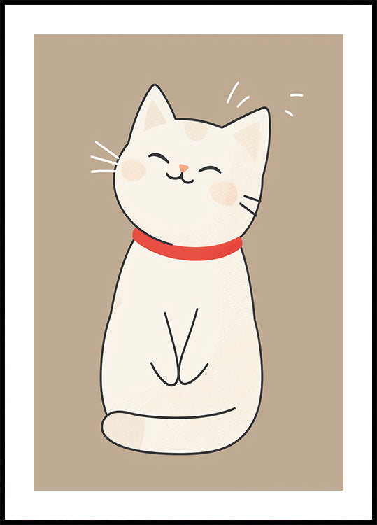 Happy White Cat Poster
