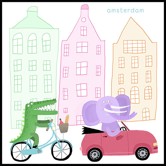 A Crocodile on a Bicycle and an Elephant in a Car Poster