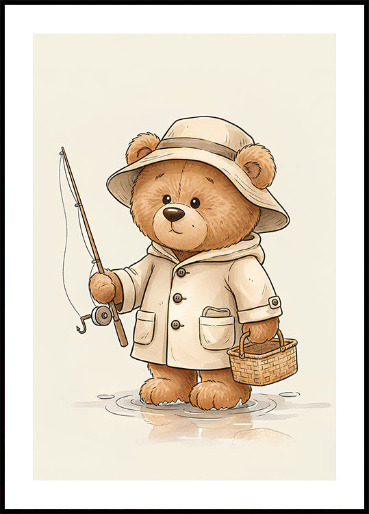 Teddy Bear Fishing Poster