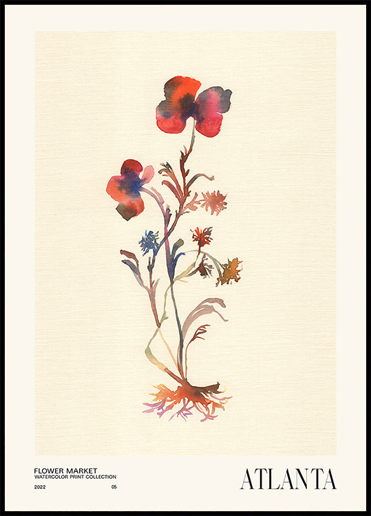 Watercolor print collection. Flower market - Atlanta