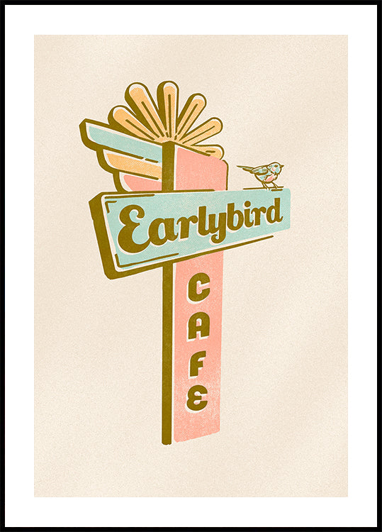 Early Bird Cafe Travel Art Poster