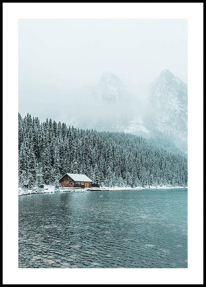 Hut on the Shore of a Winter Lake Poster