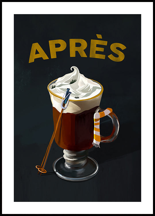 Apres Hot Cocoa Cocktail Ski Art Poster