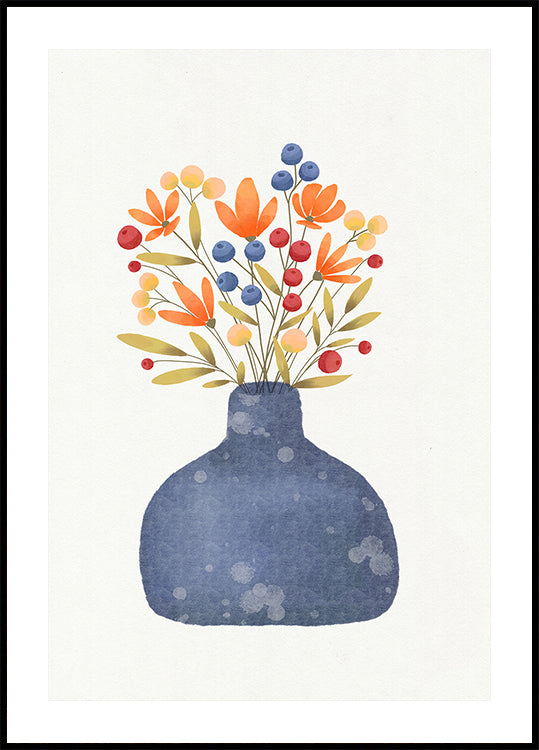 Petals in Blue Vase Poster