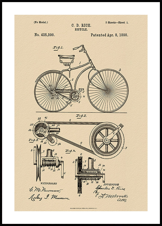 Bicycle Patent 1890 Poster