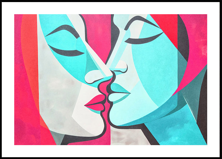A Kiss Pink Teal Poster