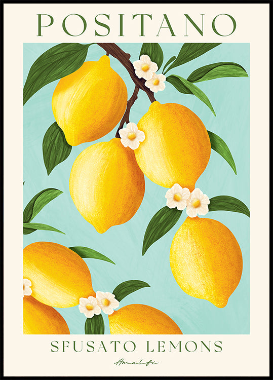 Positano Lemons, Amalfi Coast Citrus Poster