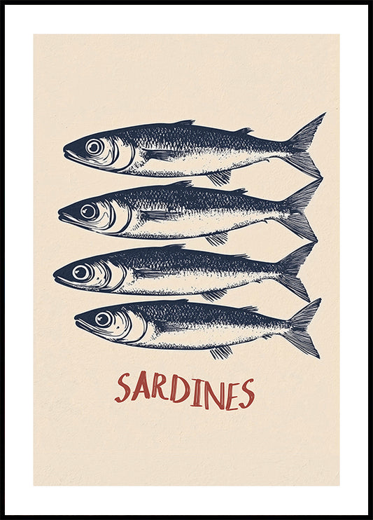 Sardines, Vintage Coastal Kitchen Poster