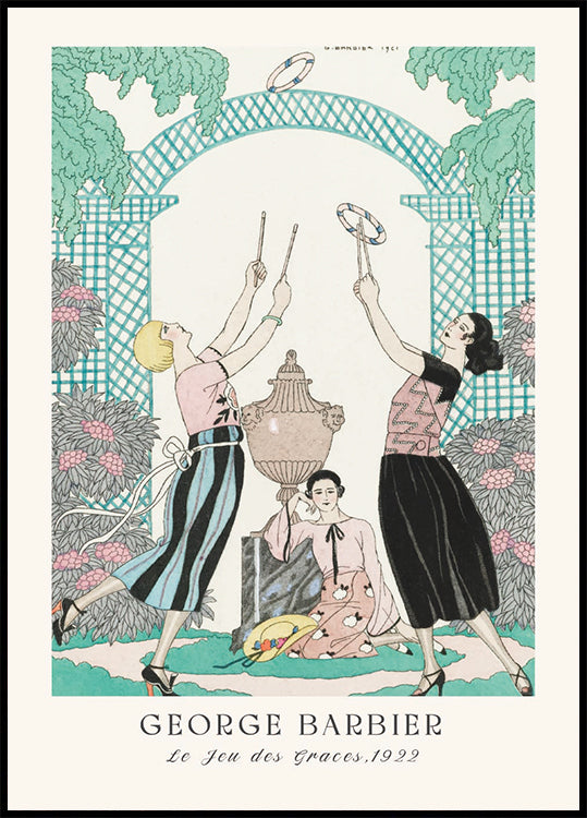 George Barbier Fashion Illustration 1920s Garden Party Poster