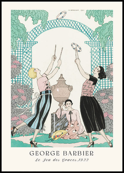 George Barbier Fashion Illustration 1920s Garden Party Poster