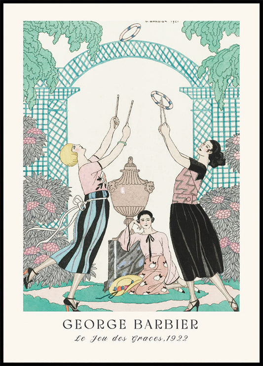 George Barbier Fashion Illustration 1920s Garden Party Poster