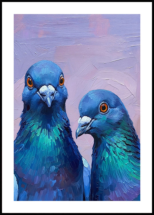 Twin Indigo Pigeons Poster
