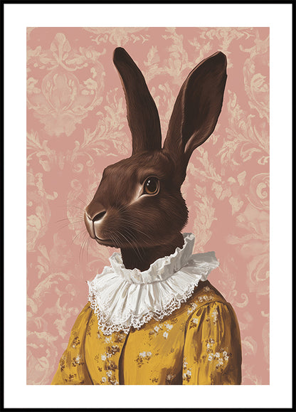 Chocolate Bunny in Yellow Dress Poster