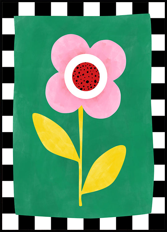 Pink Flower with Yellow Leaves Poster