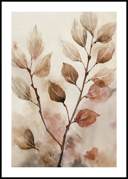 Abstract Watercolor Leaves Poster