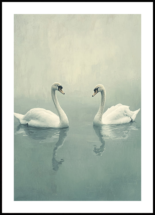 Swan Couple On Calm Lake Poster