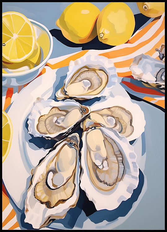 Fresh Oysters & Lemons, Seaside Lunch Poster