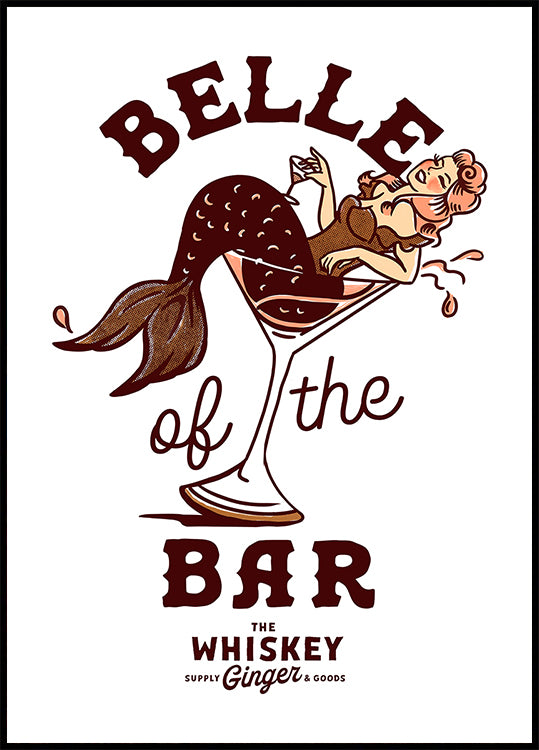 Belle Of The Bar Mermaid Pin Up Art Poster