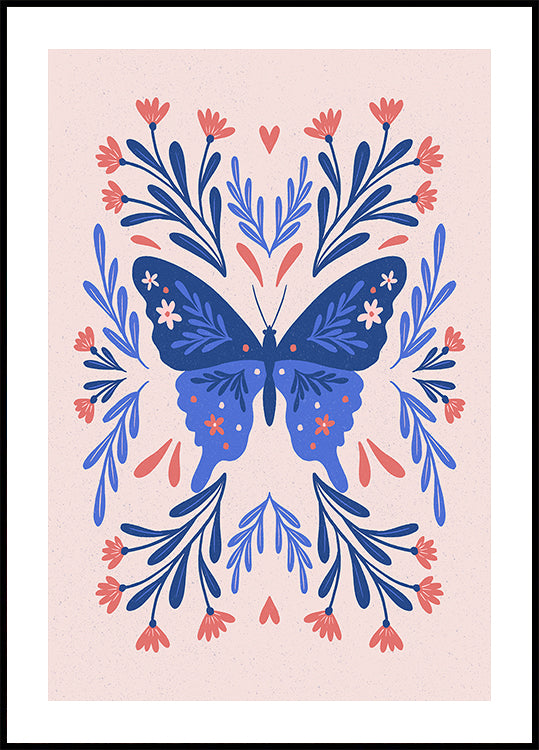Folk Art Butterfly Poster