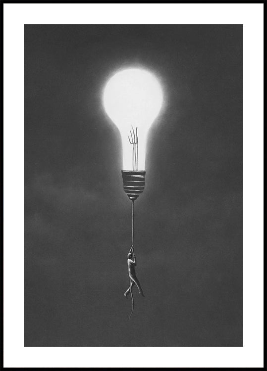 Flying With Light Bulb Poster
