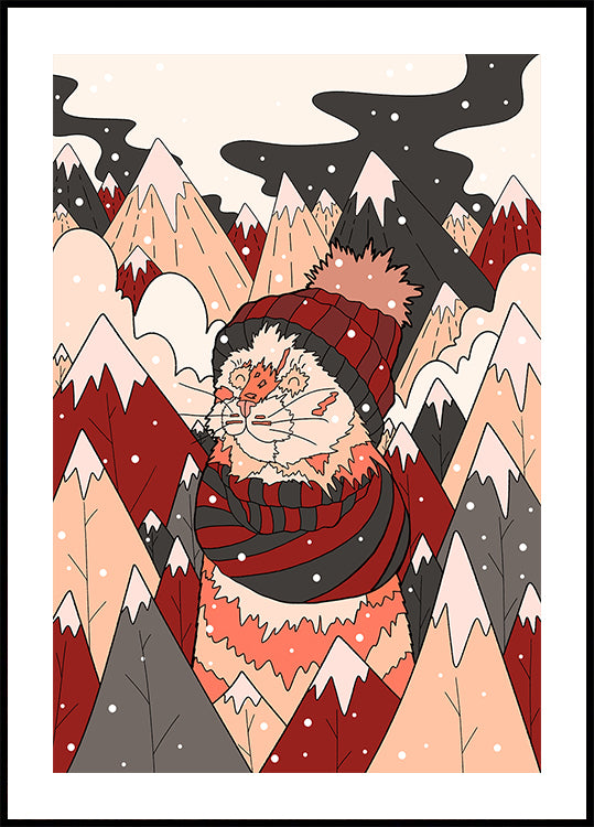 Cozy winter cat Poster