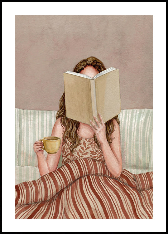Minimalist Woman Reading Book Wall Art, Watercolor Painting, Book Lover Gift, Modern Wall Art, Abstract People Art, Contemporary Art Poster