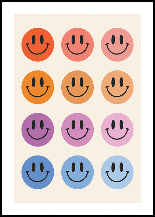Colorful Smiley Faces Poster