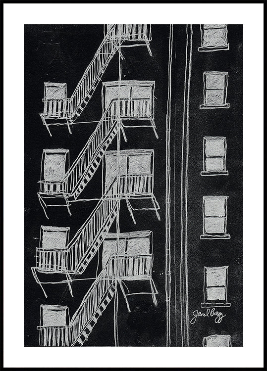 Fire Escape Negative Image Poster