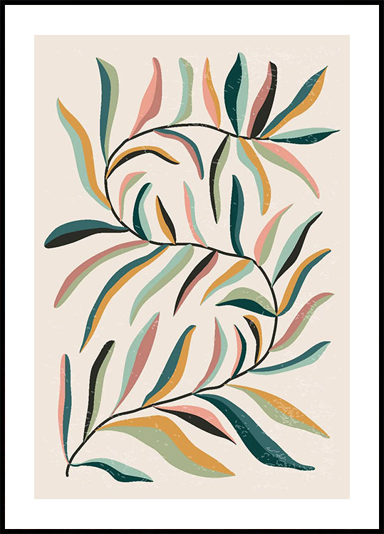 Minimalist Colorful Botanical Leaves Poster