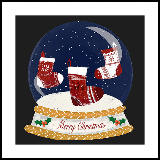 Christmas Stocking Snow Globe Poster