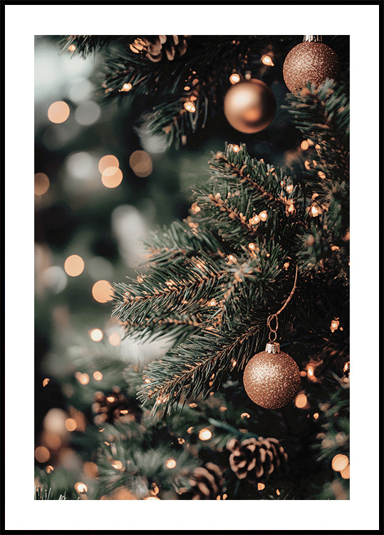 Christmas Tree with Golden Lights Poster