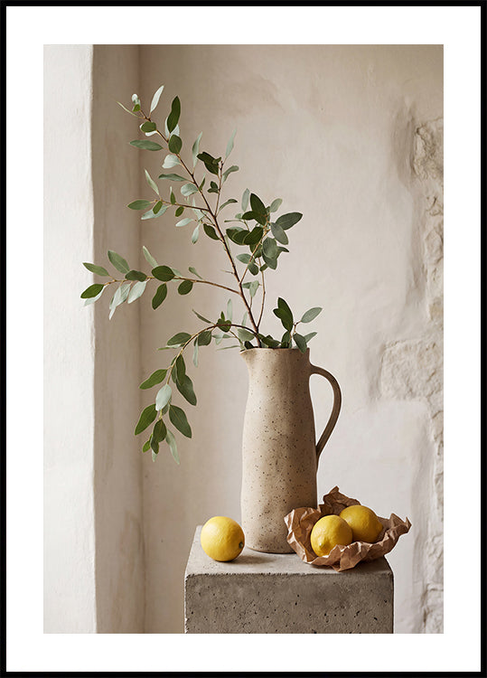 Leafy Branch and Lemons Poster