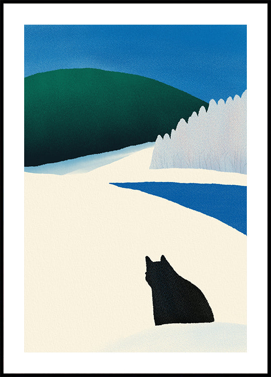 Black Cat Wandering Poster