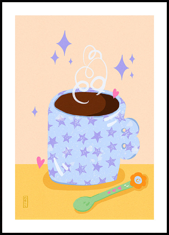 Coffee Time Retro Illustration Poster