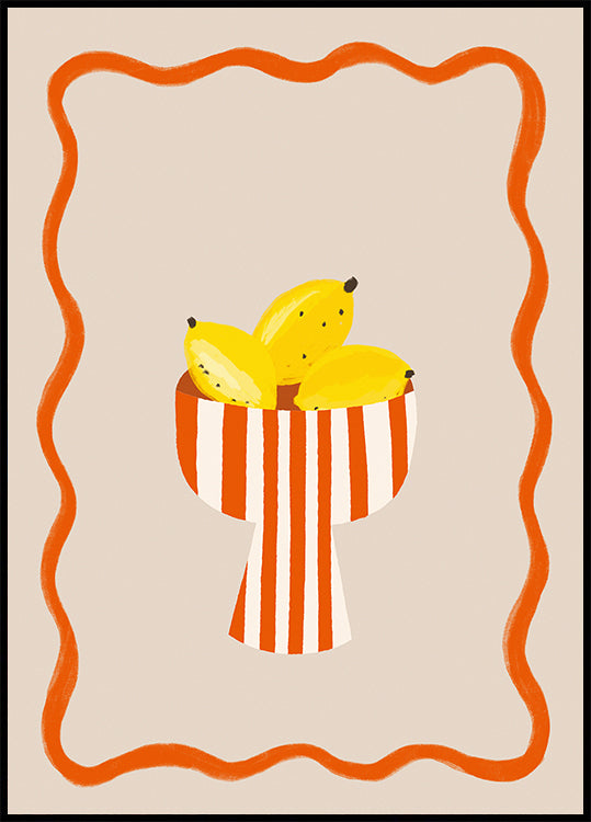 Bananas in Stripes, Modern Minimal Fruit Poster