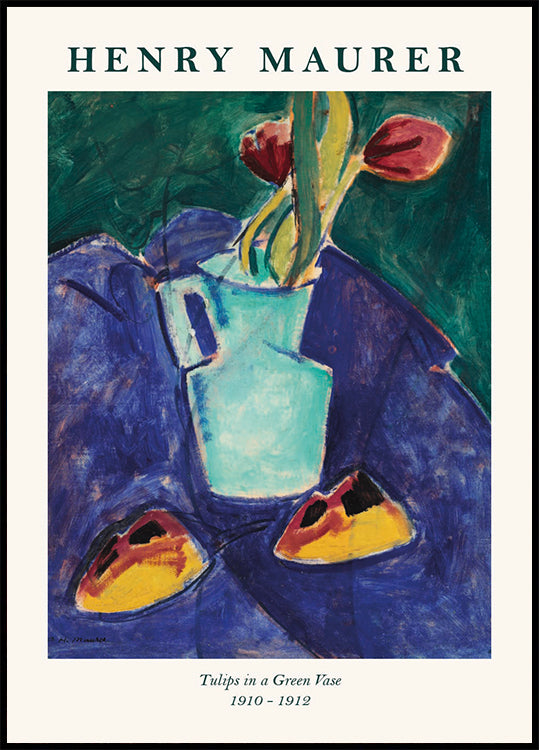 Henry Maurer, Tulips in a Green Vase Poster