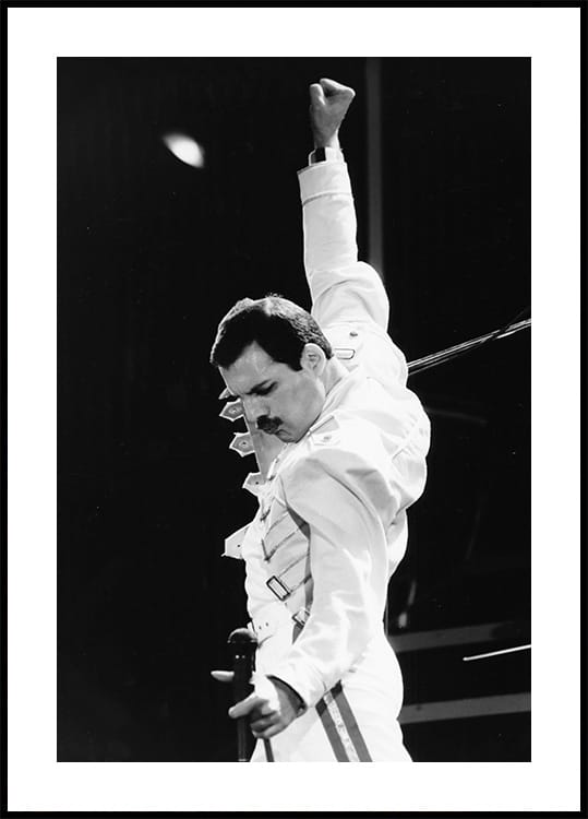 Freddie Mercury Live Hand Up Poster