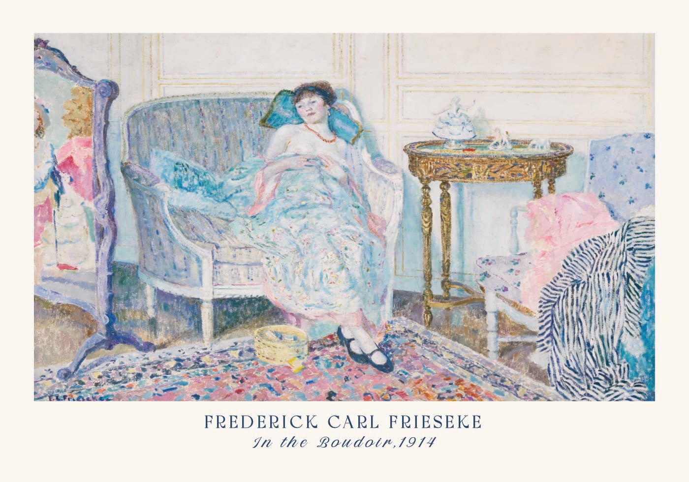 In the Boudoir Feminine Interior Impressionist, Frederick Carl Frieseke 1914 Poster