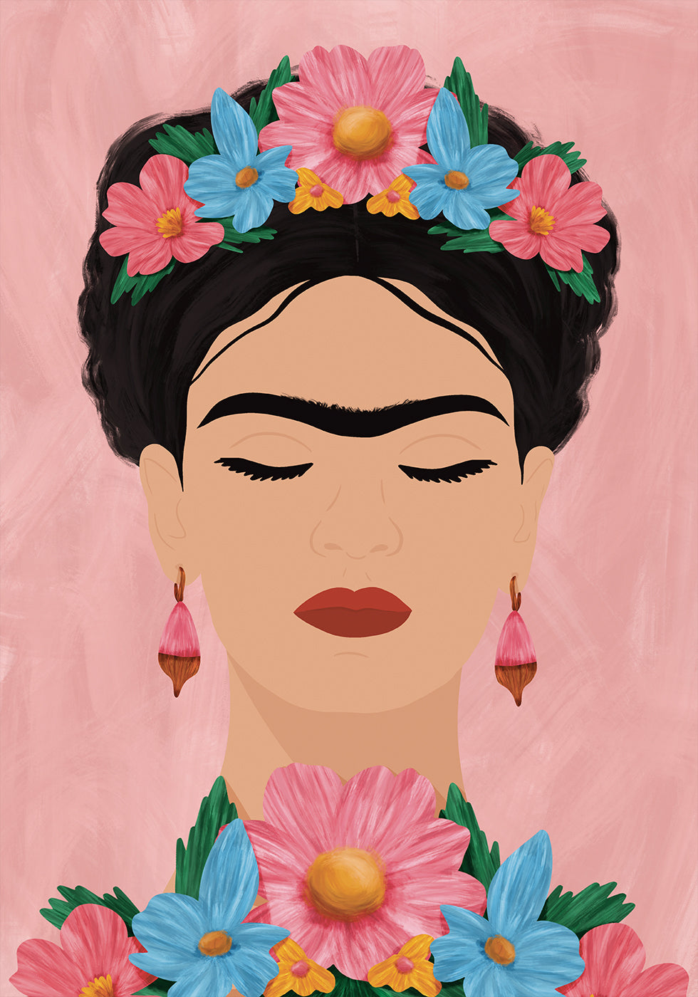 Frida Kahlo floral portrait Poster