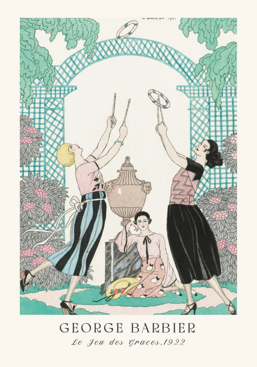 George Barbier Fashion Illustration 1920s Garden Party Poster