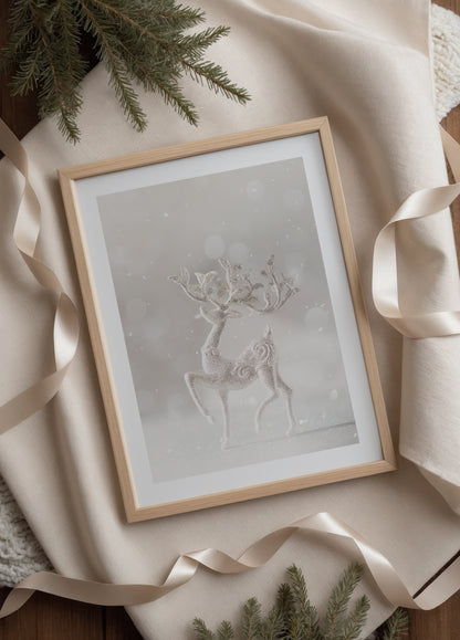 Glitter Christmas Deer Poster