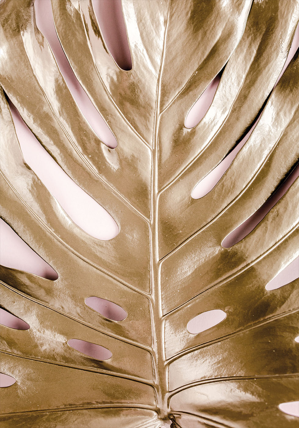 Golden Monstera №3 Poster